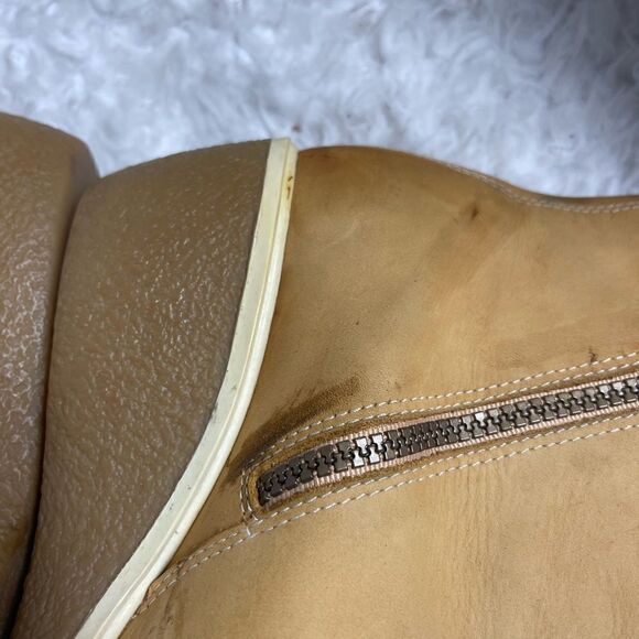 Timberland leather wheat Nubuck ankle wedge boots side zipper size 7.5M - Picture 14 of 14